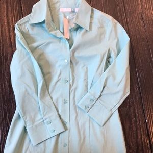 Button down blouse light blue